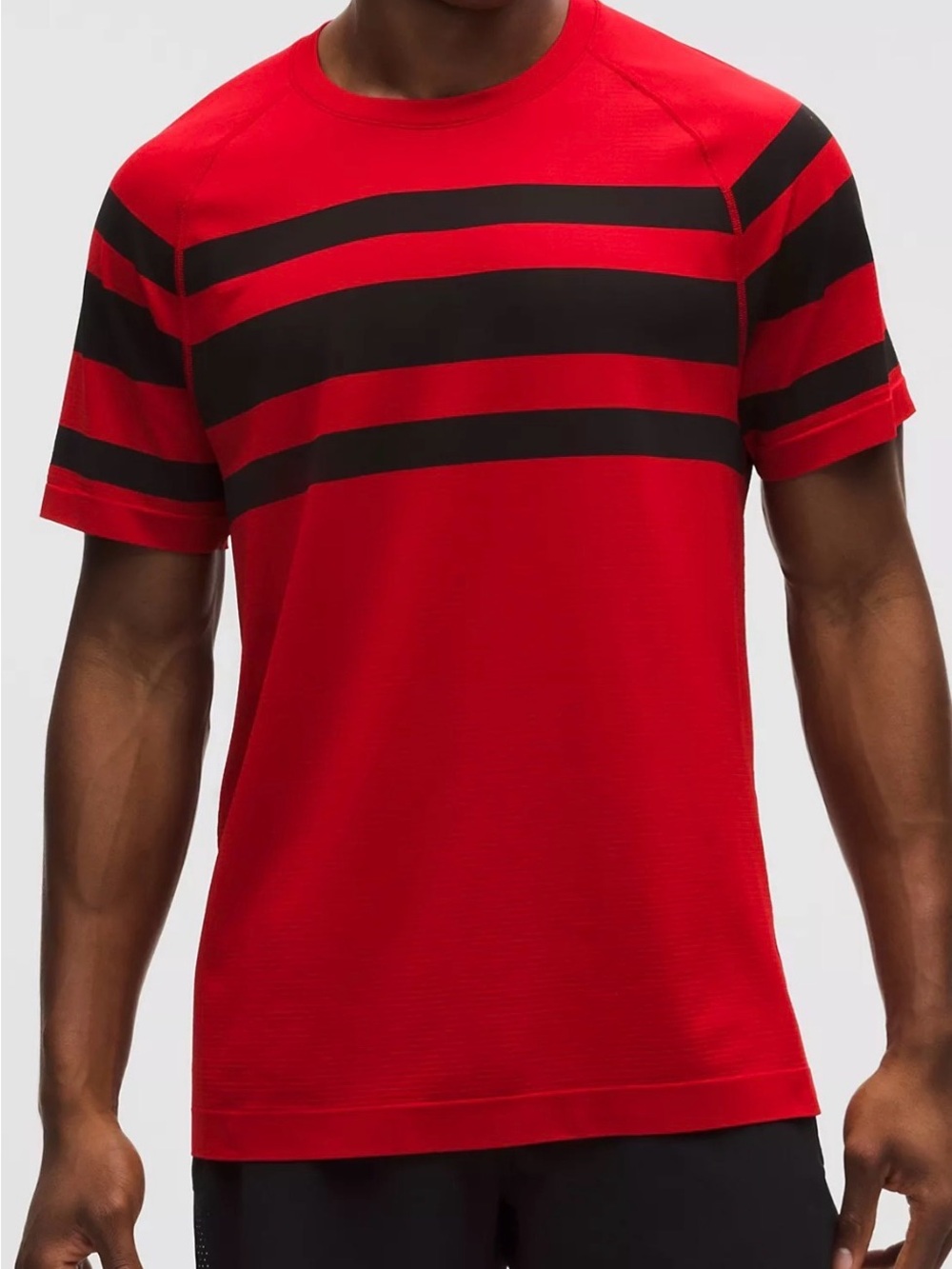 lululemon Metal Vent Tech Short Sleeve Tee Red Black Striped Mens XXL NWT